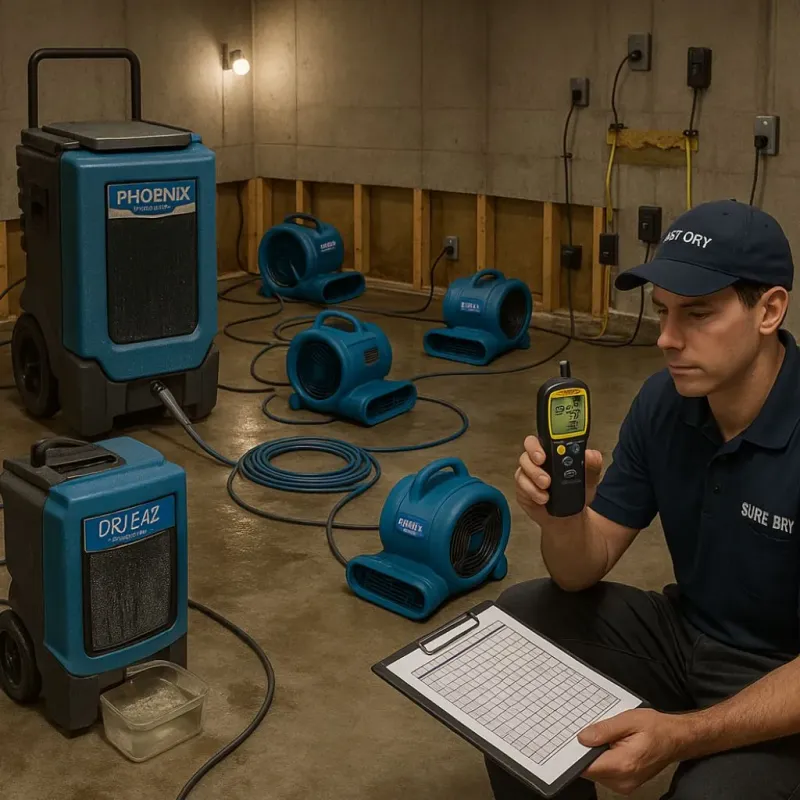 Structural Drying and Dehumidification process in Russellville, AL